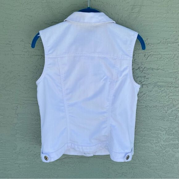 Baccini Women's Sleeveless White Denim Vest Size S Button-Down Classic C… - Picture 2 of 9